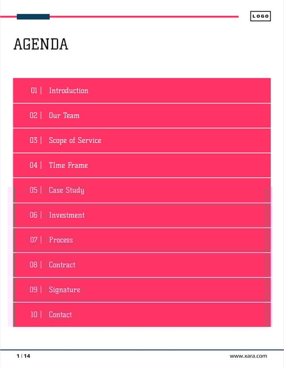 Free proposal data analytics template