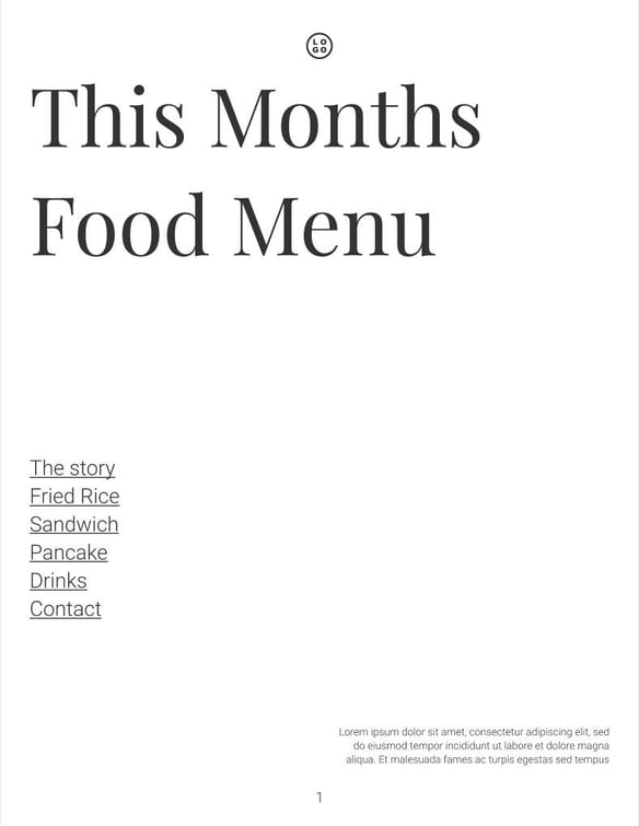 Free catalog food menu template