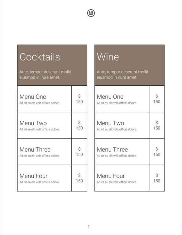 Free catalog food menu template