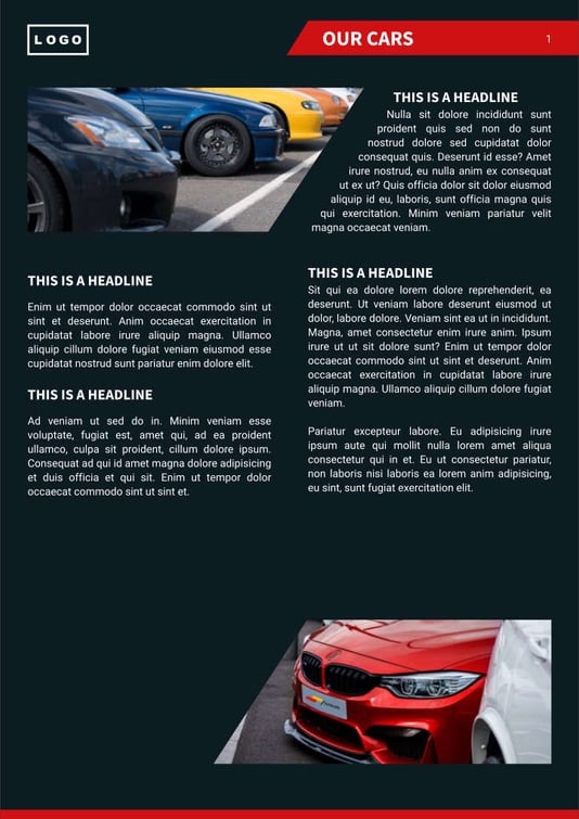 Free booklet car dealer template