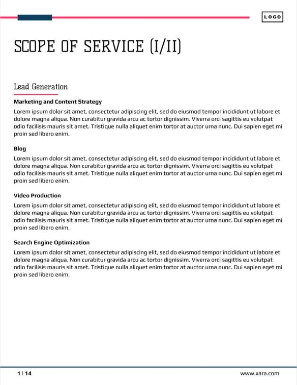 Free proposal data analytics template