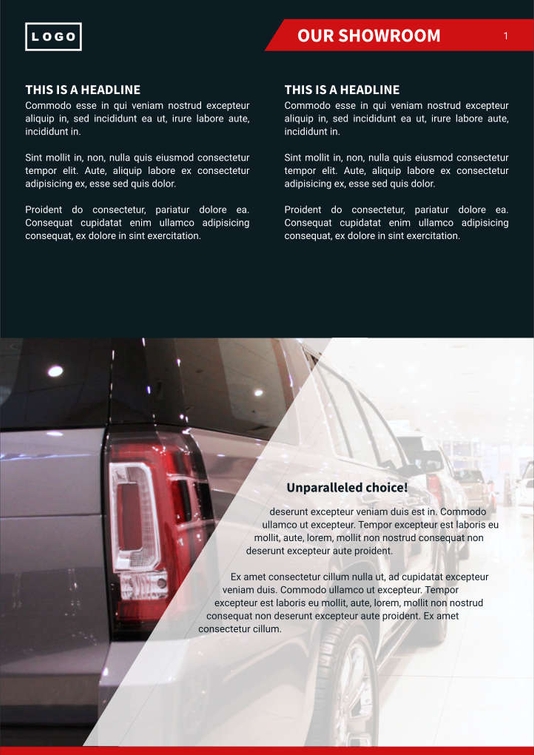 Free booklet car dealer template