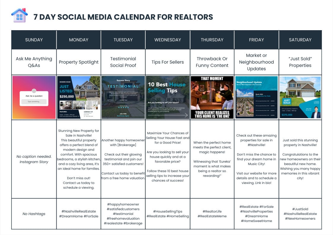 Real Estate Social Media Calendar Made With Xara